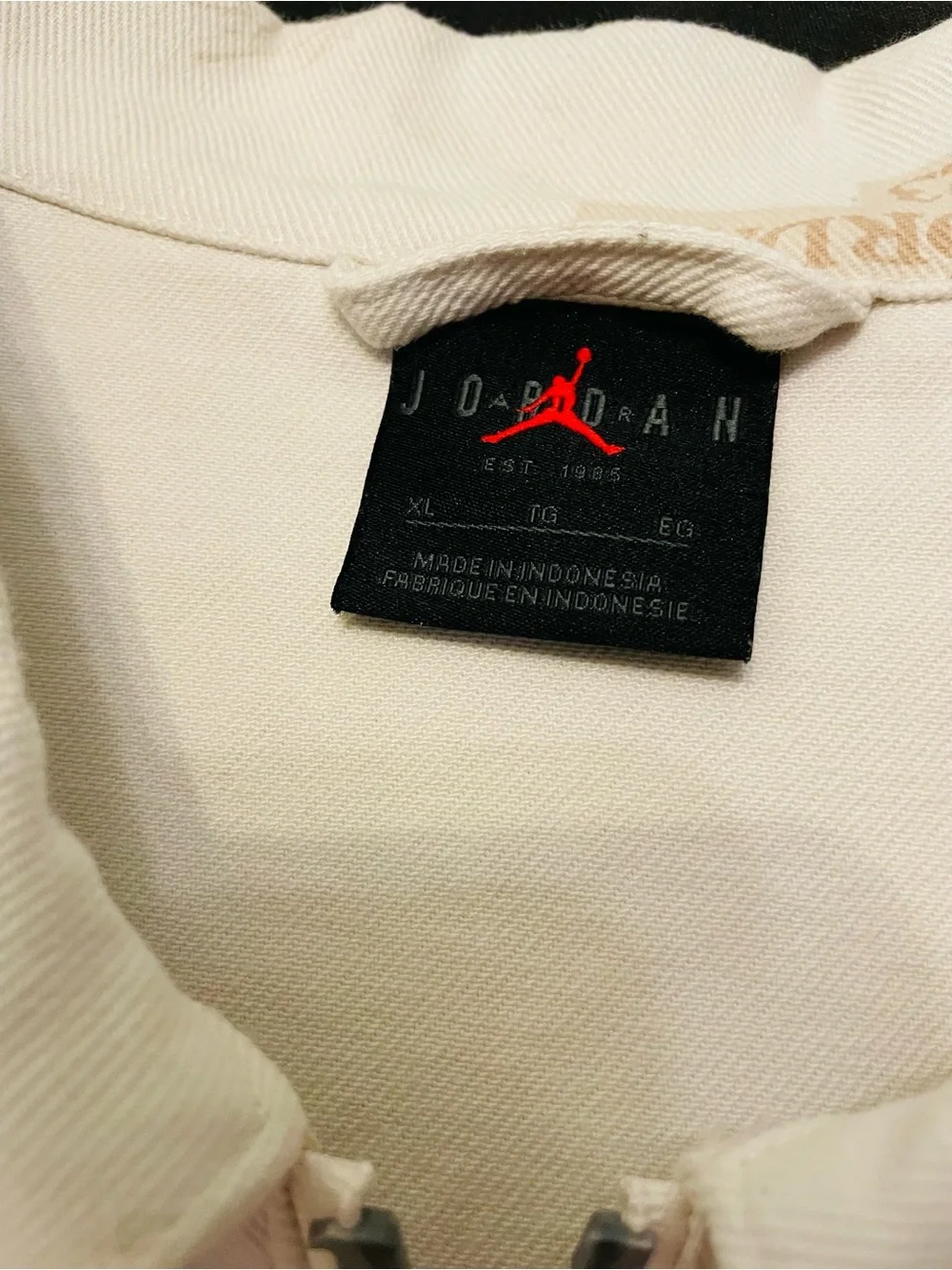 Jordan Flight Heritage Jacket XL All Over Print Zip Vintage Beige 98% Cotton